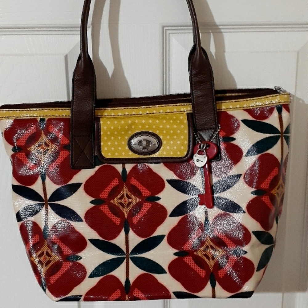 Fossil Red and Yellow Floral Women Bag